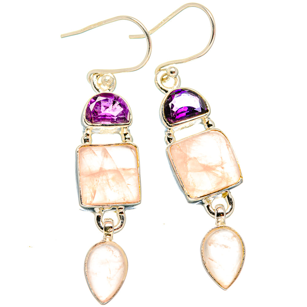 Rose Quartz Earrings handcrafted by Ana Silver Co - EARR430652 - Photo 2