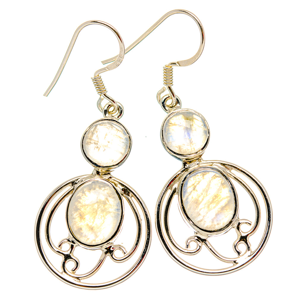 Rainbow Moonstone Earrings handcrafted by Ana Silver Co - EARR430681 - Photo 2