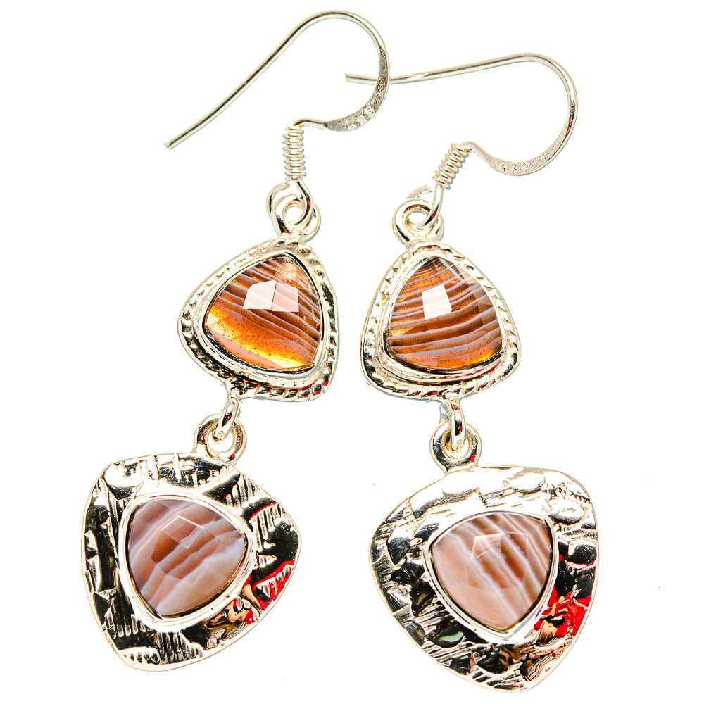 Botswana Agate Earrings handcrafted by Ana Silver Co - EARR430697 - Photo 2