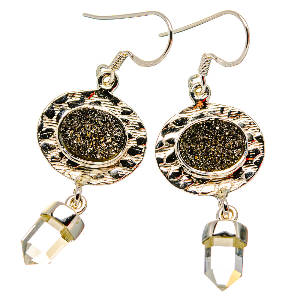 Black Druzy Earrings handcrafted by Ana Silver Co - EARR430706 - Photo 2