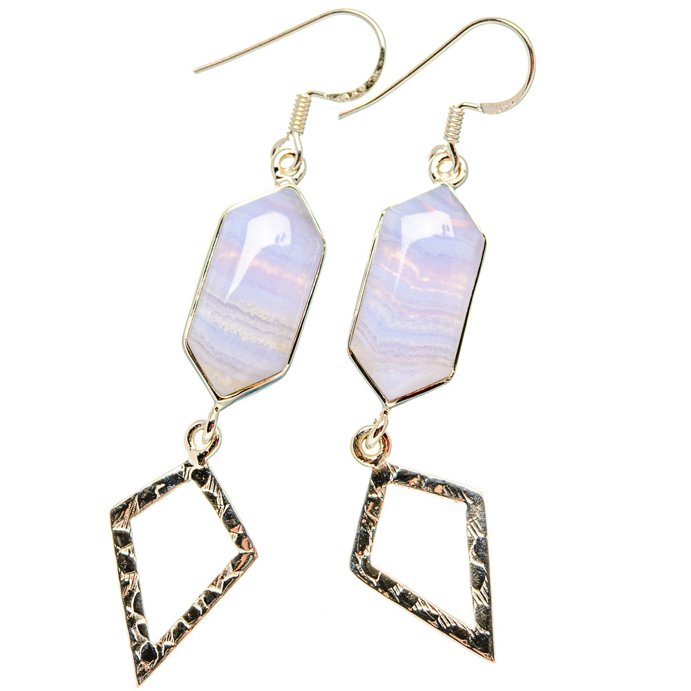Blue Lace Agate Earrings handcrafted by Ana Silver Co - EARR430715 - Photo 2