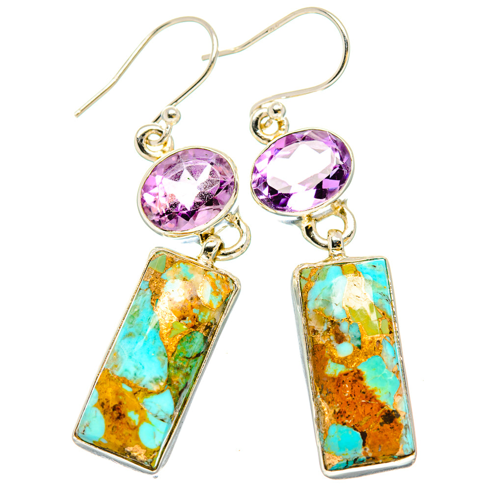 Kingman Mohave Turquoise Earrings handcrafted by Ana Silver Co - EARR430797 - Photo 2