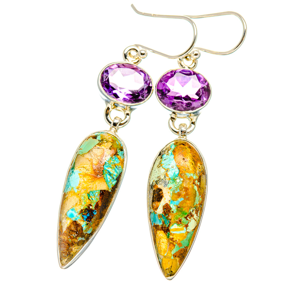 Kingman Mohave Turquoise Earrings handcrafted by Ana Silver Co - EARR430867 - Photo 2