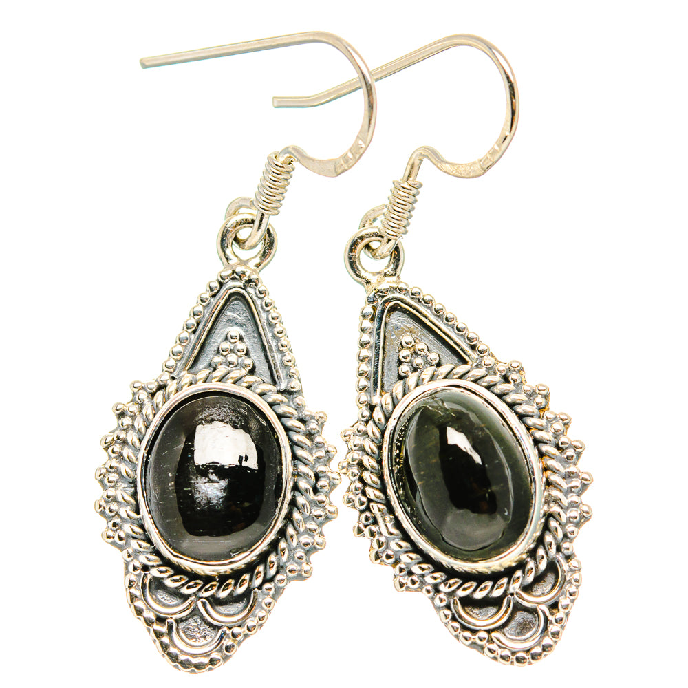 Gold Sheen Obsidian Earrings handcrafted by Ana Silver Co - EARR430960 - Photo 2