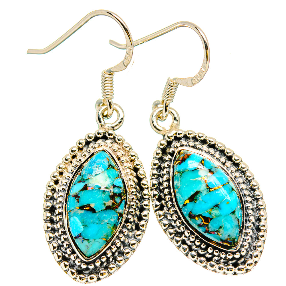 Blue Copper Composite Turquoise Earrings handcrafted by Ana Silver Co - EARR430974 - Photo 2