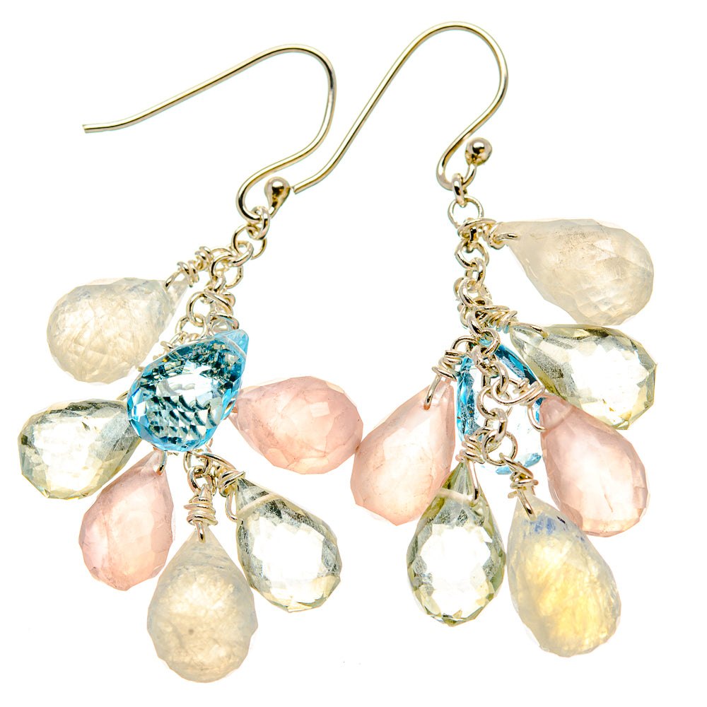 Rose Quartz Earrings handcrafted by Ana Silver Co - EARR431215 - Photo 2