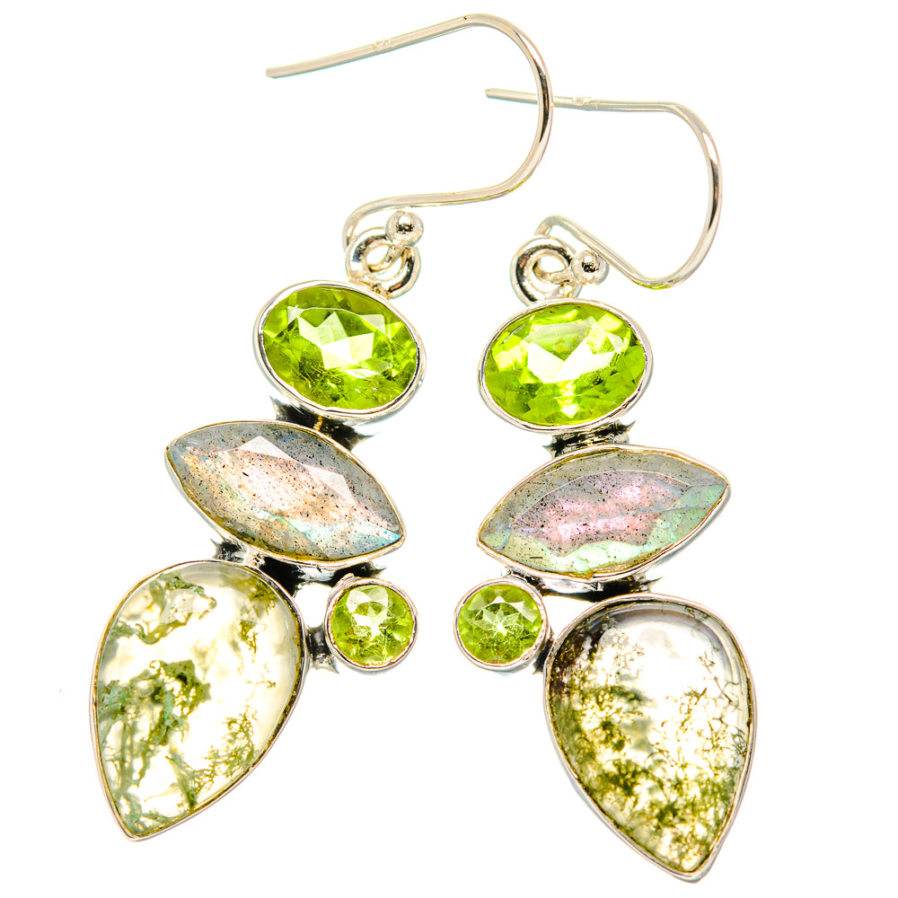 Green Moss Agate Earrings handcrafted by Ana Silver Co - EARR431315 - Photo 2