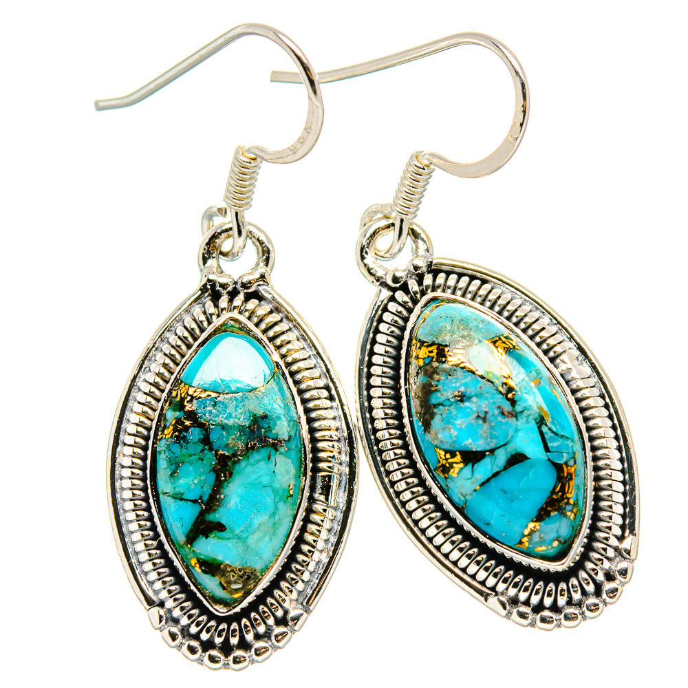 Blue Copper Composite Turquoise Earrings handcrafted by Ana Silver Co - EARR431411 - Photo 2