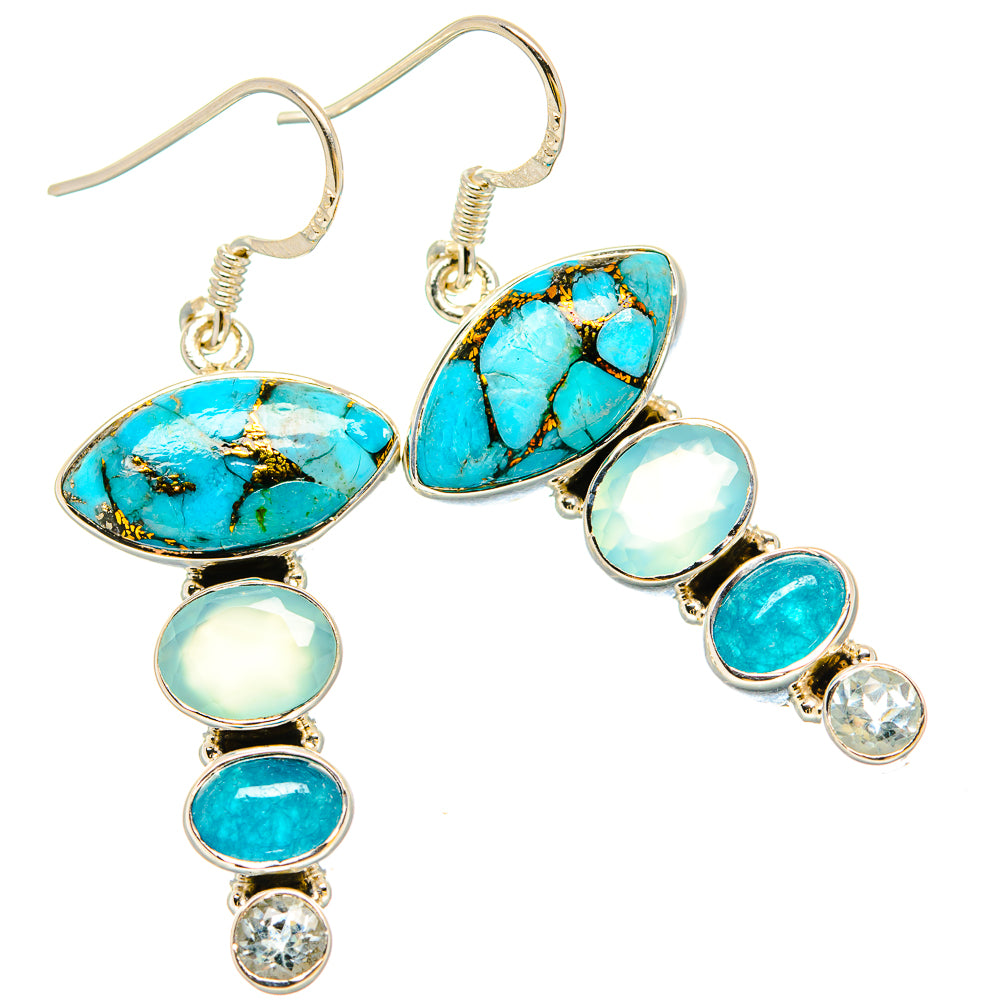 Blue Copper Composite Turquoise, Aqua Chalcedony, Apatite, Blue Topaz Earrings handcrafted by Ana Silver Co - EARR431450 - Photo 2