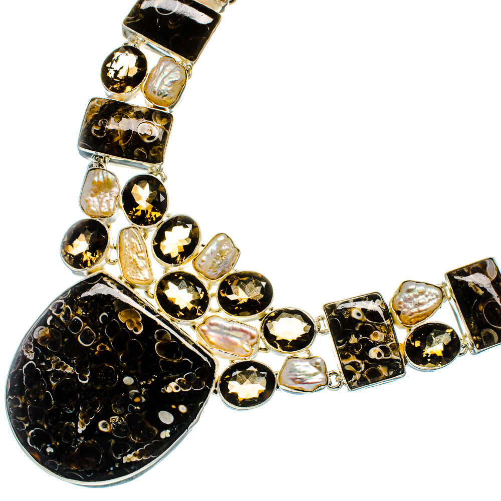 Turritella Agate Necklaces handcrafted by Ana Silver Co - NEC12143