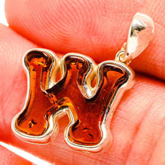 Baltic Amber Letter W Pendants handcrafted by Ana Silver Co - PD33108