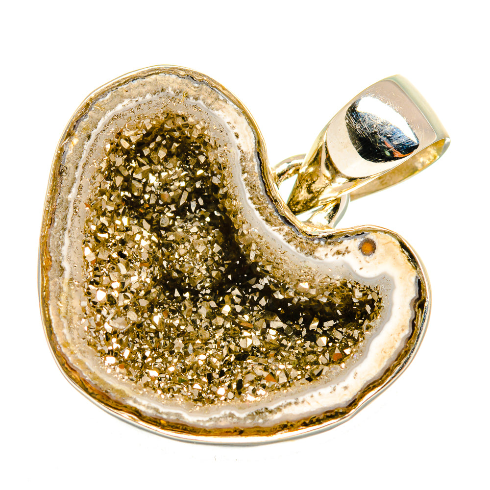 Pyrite Geode Slice Pendants handcrafted by Ana Silver Co - PD10005
