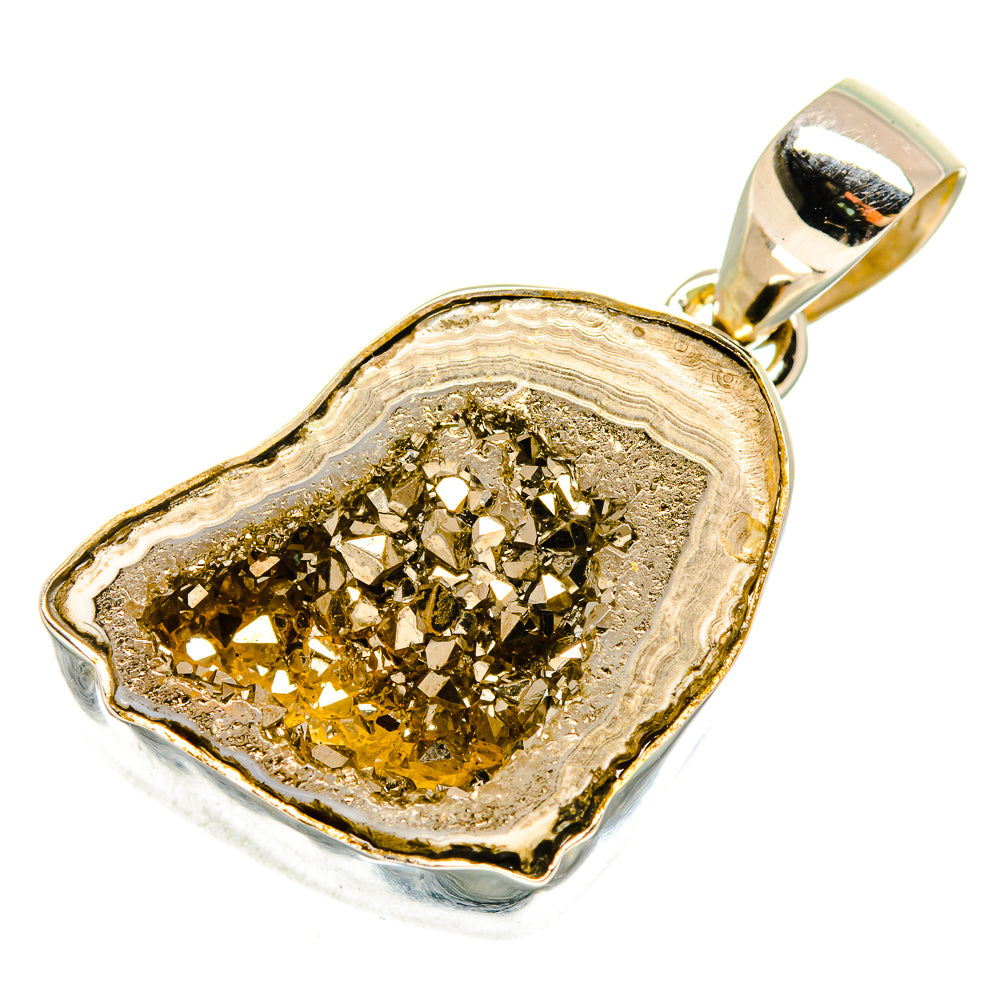 Pyrite Geode Slice Pendants handcrafted by Ana Silver Co - PD10211