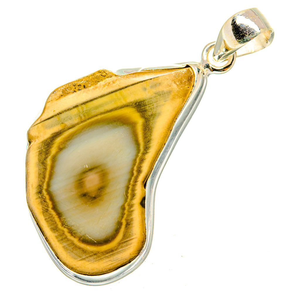 Teardrop jasper pendant in 925 sterling silver with yellow-green stone and loop bail