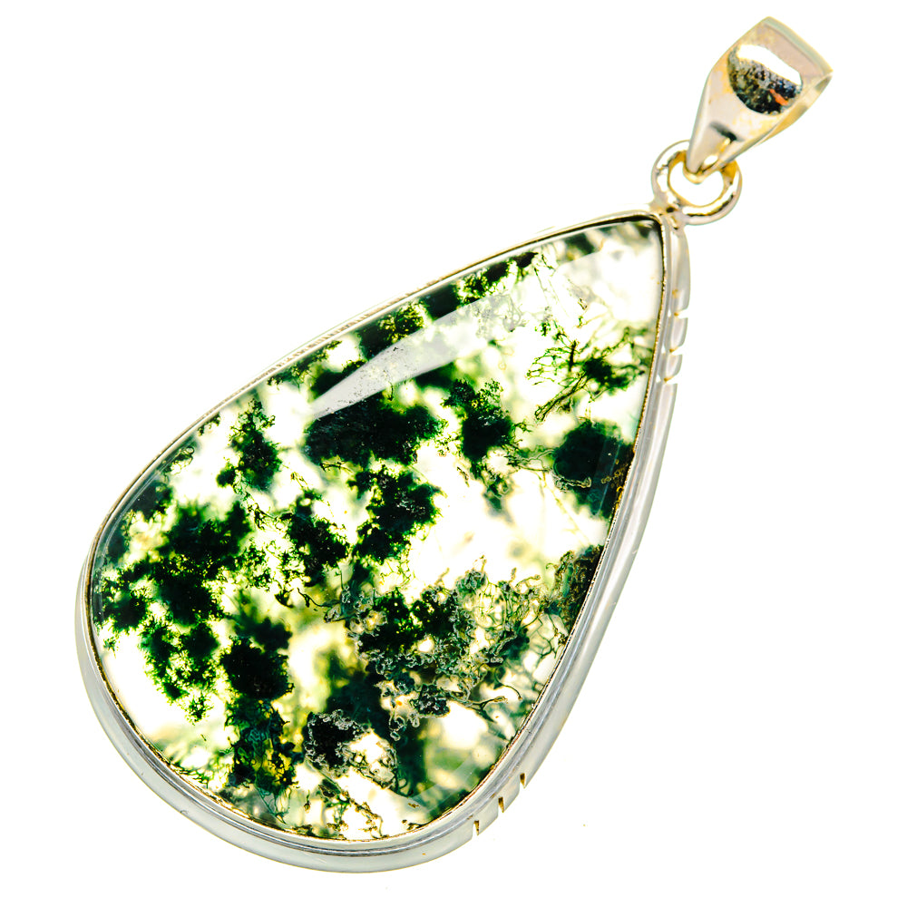 Green Moss Agate Pendants handcrafted by Ana Silver Co - PD10316