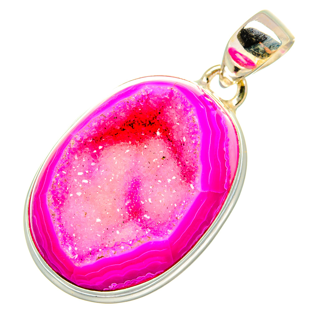 Pink Agate Druzy Pendants handcrafted by Ana Silver Co - PD10486