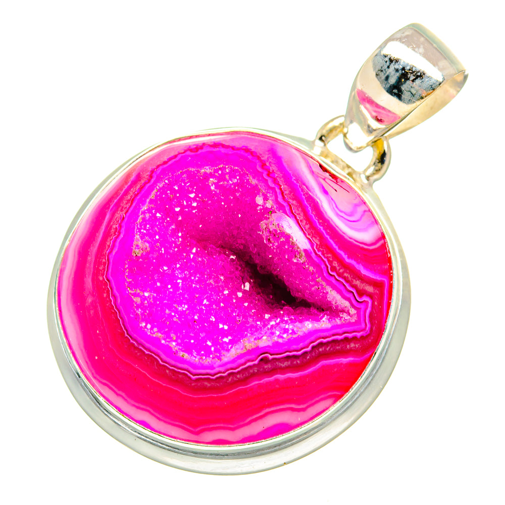 Pink Agate Druzy Pendants handcrafted by Ana Silver Co - PD10586