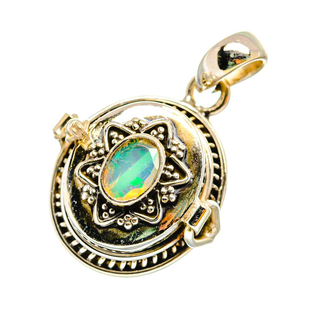 Opal pendant in gold-tone sterling silver with oval Ethiopian opal cabochon