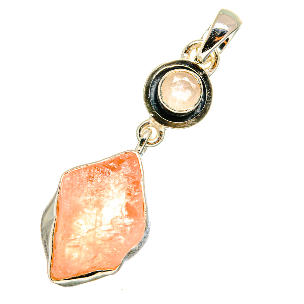 Rough rose quartz pendant with sterling silver bezel and loop bail