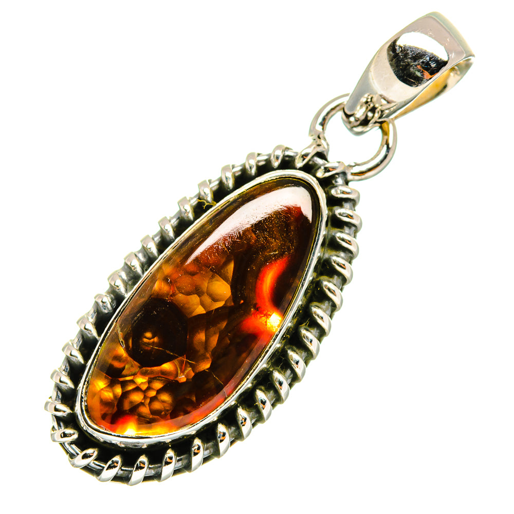 Mexican Fire Agate Pendants handcrafted by Ana Silver Co - PD11233