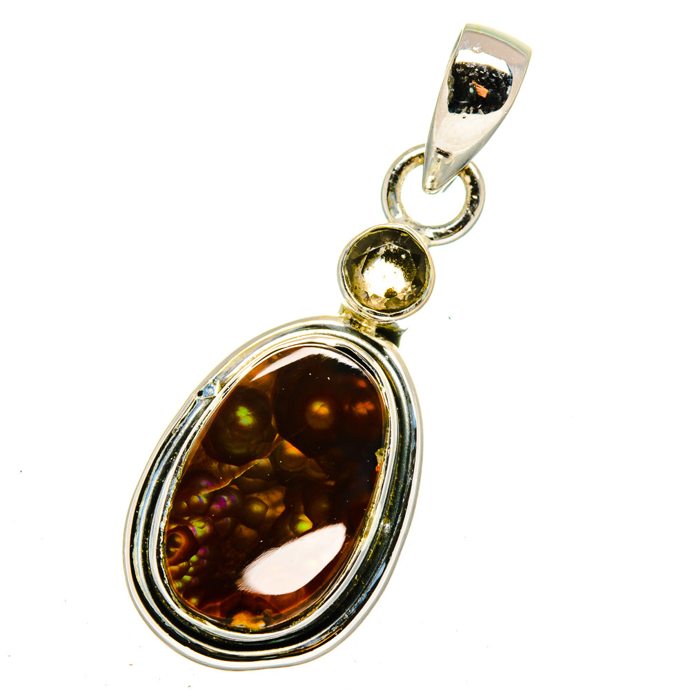 Mexican Fire Agate Pendants handcrafted by Ana Silver Co - PD12602