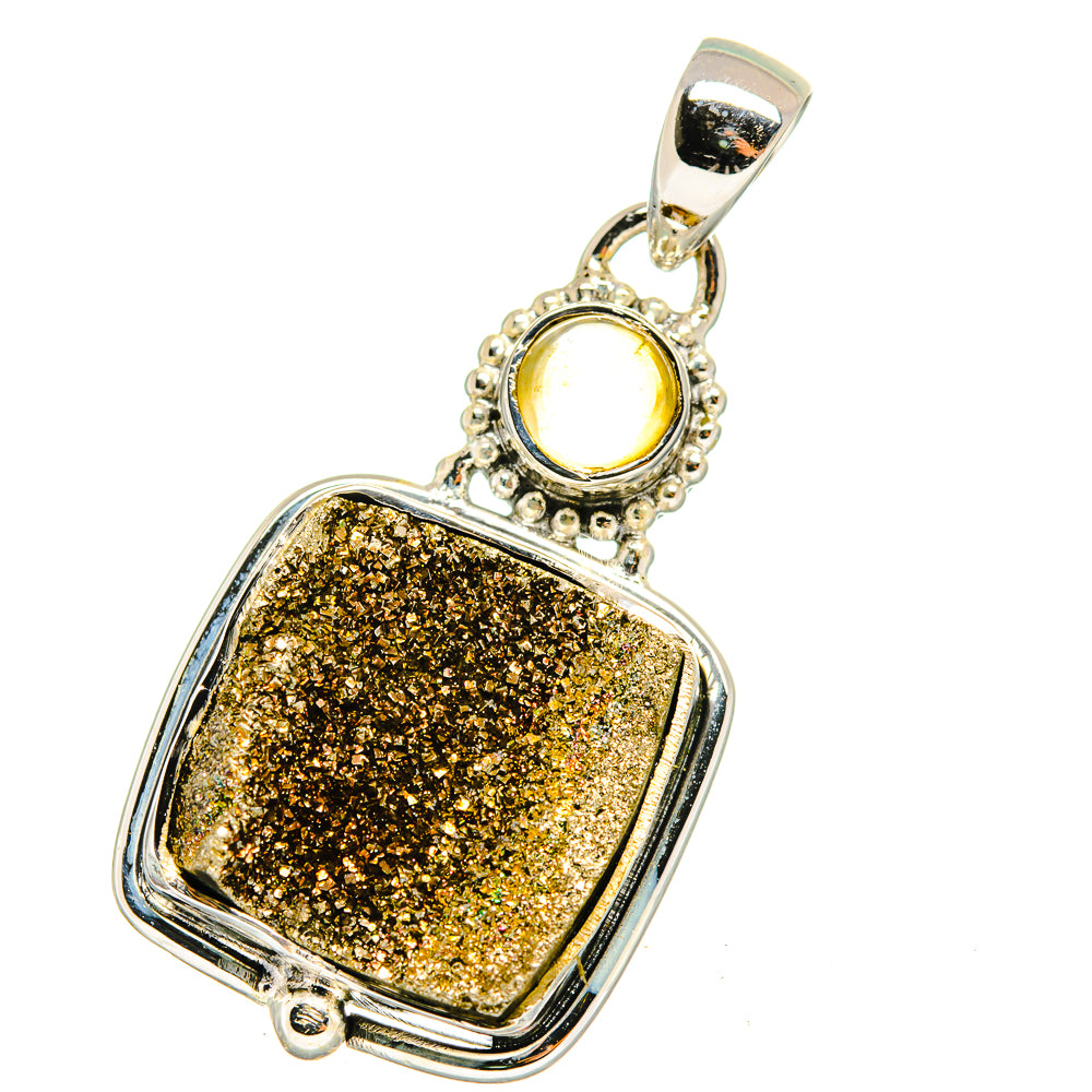 Spectro Pyrite Druzy Pendants handcrafted by Ana Silver Co - PD12754