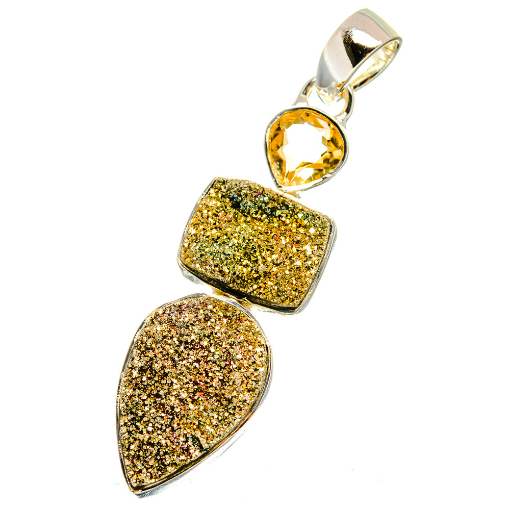 Spectro Pyrite Druzy Pendants handcrafted by Ana Silver Co - PD13053