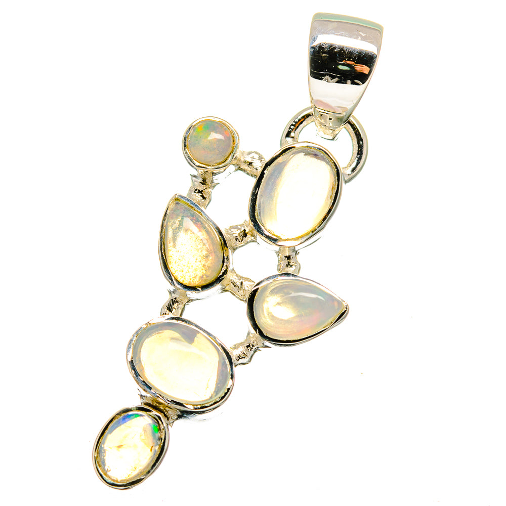 925 sterling silver opal pendant with five oval opal stones and polished bail