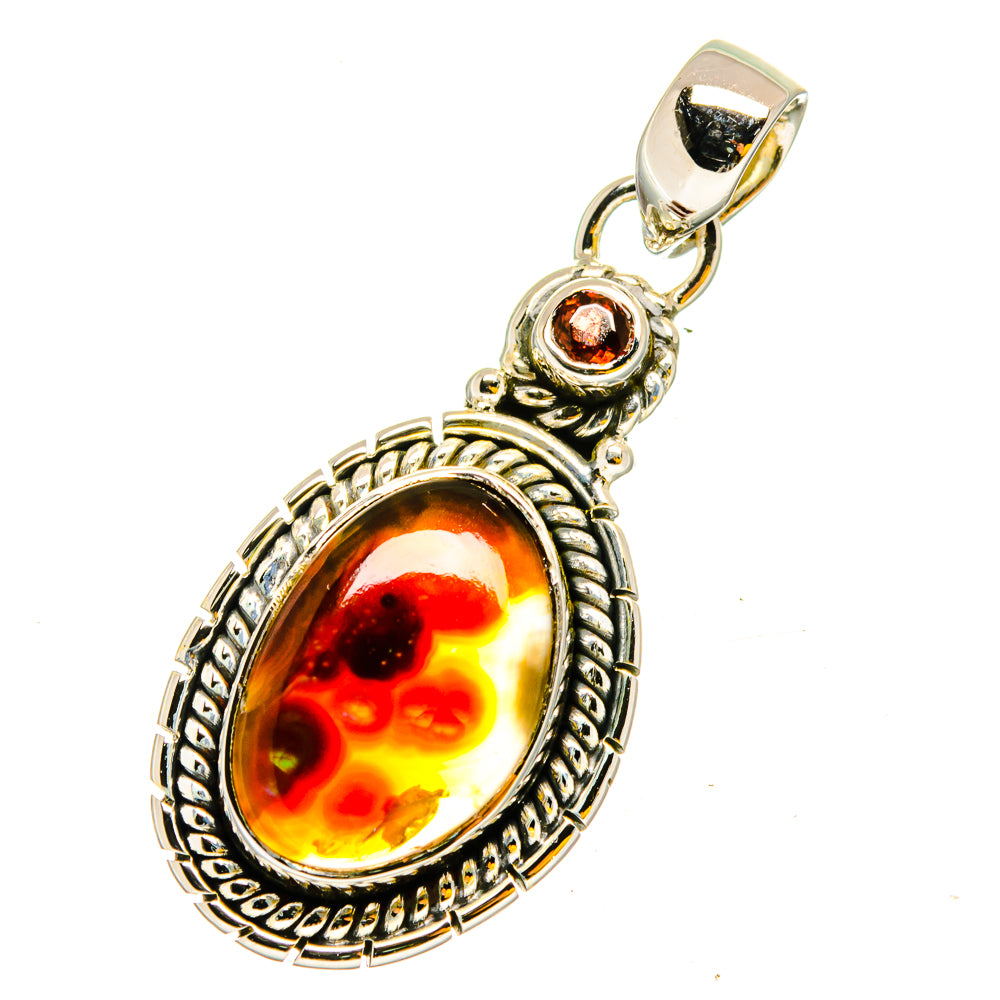 Mexican Fire Agate Pendants handcrafted by Ana Silver Co - PD13461