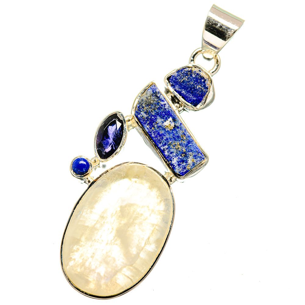 Rainbow Moonstone, Lapis Lazuli, Tanzanite Pendants handcrafted by Ana Silver Co - PD13550