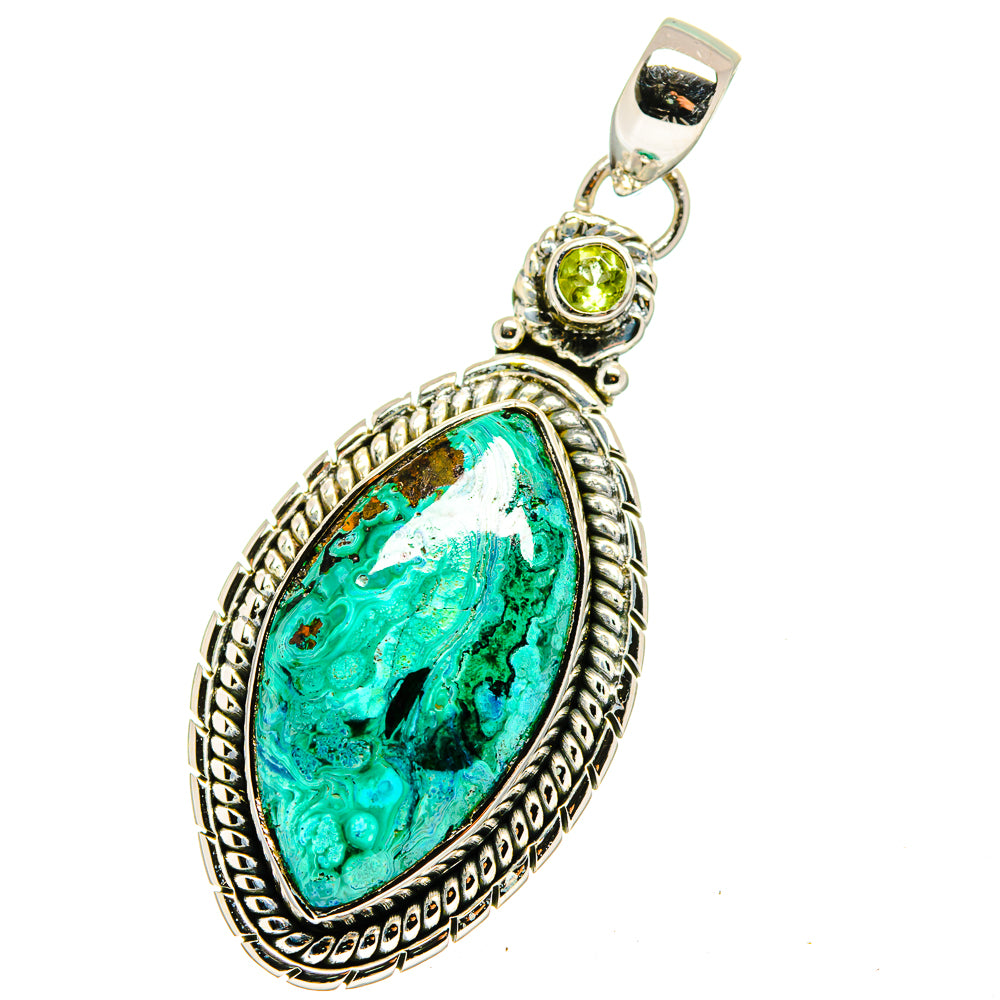 Malachite In Chrysocolla, Peridot Pendants handcrafted by Ana Silver Co - PD13594