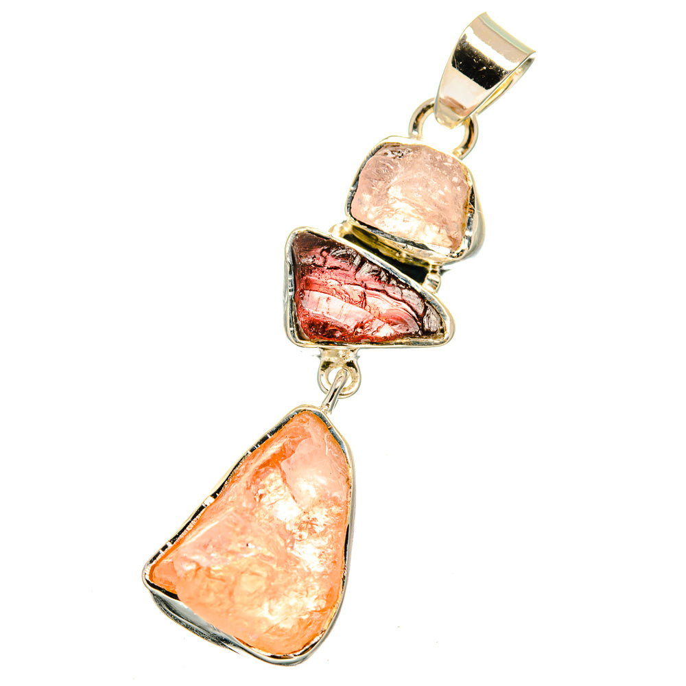 Rose Quartz, Garnet Pendants handcrafted by Ana Silver Co - PD13664