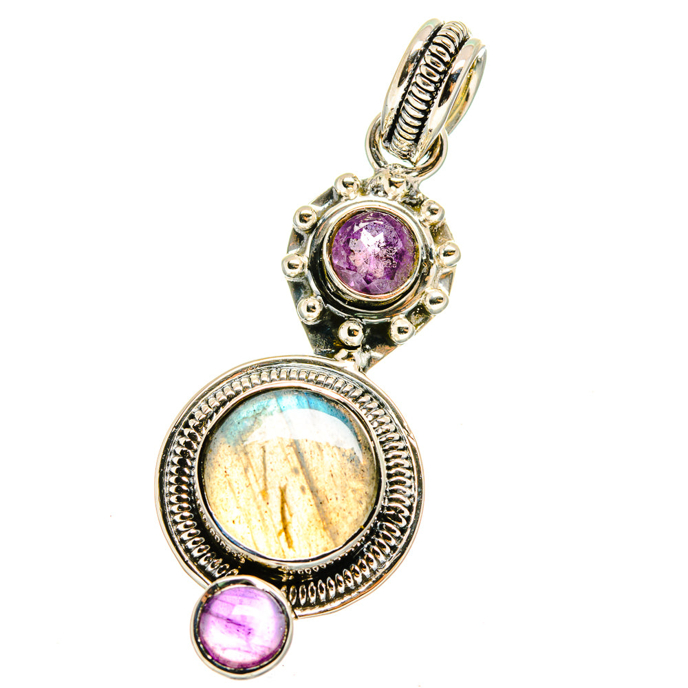 Labradorite, Amethyst Pendants handcrafted by Ana Silver Co - PD13681