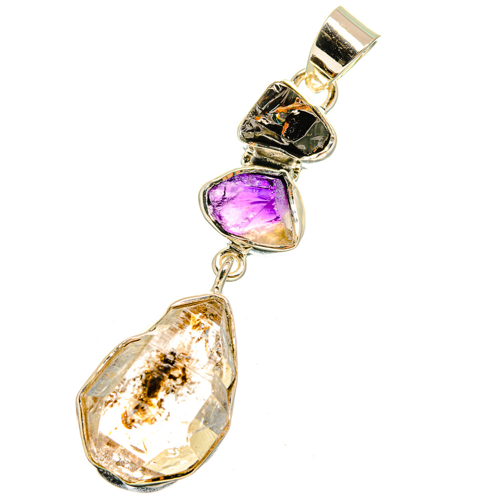 Herkimer Diamond, Amethyst Pendants handcrafted by Ana Silver Co - PD13715