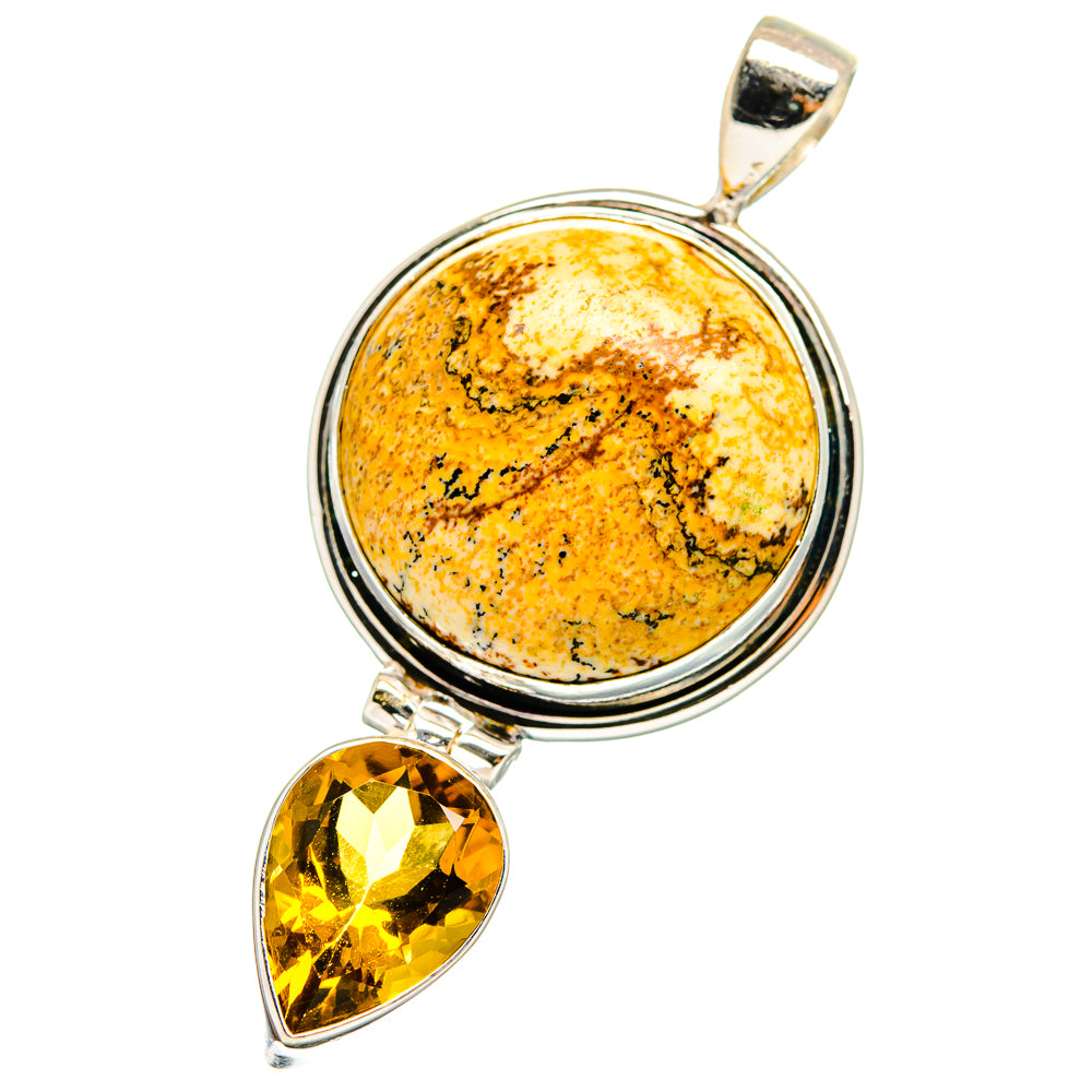Picture Jasper, Citrine Pendants handcrafted by Ana Silver Co - PD13740