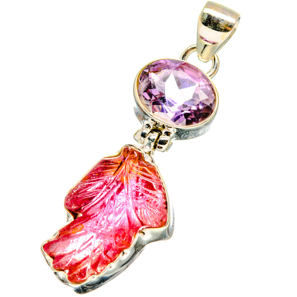 Pink Tourmaline, Amethyst Pendants handcrafted by Ana Silver Co - PD13774