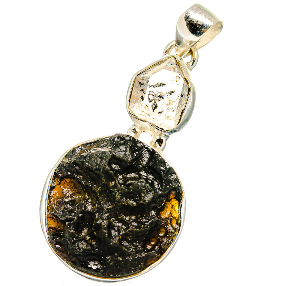 Tektite, Herkimer Diamond Pendants handcrafted by Ana Silver Co - PD13776