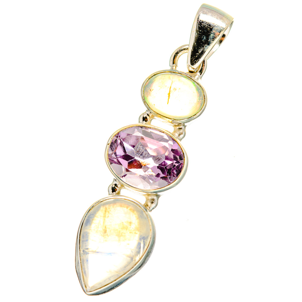 Rainbow Moonstone, Amethyst Pendants handcrafted by Ana Silver Co - PD13783