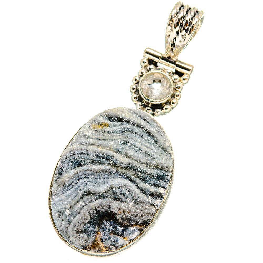 Desert Druzy, White Quartz Pendants handcrafted by Ana Silver Co - PD13793
