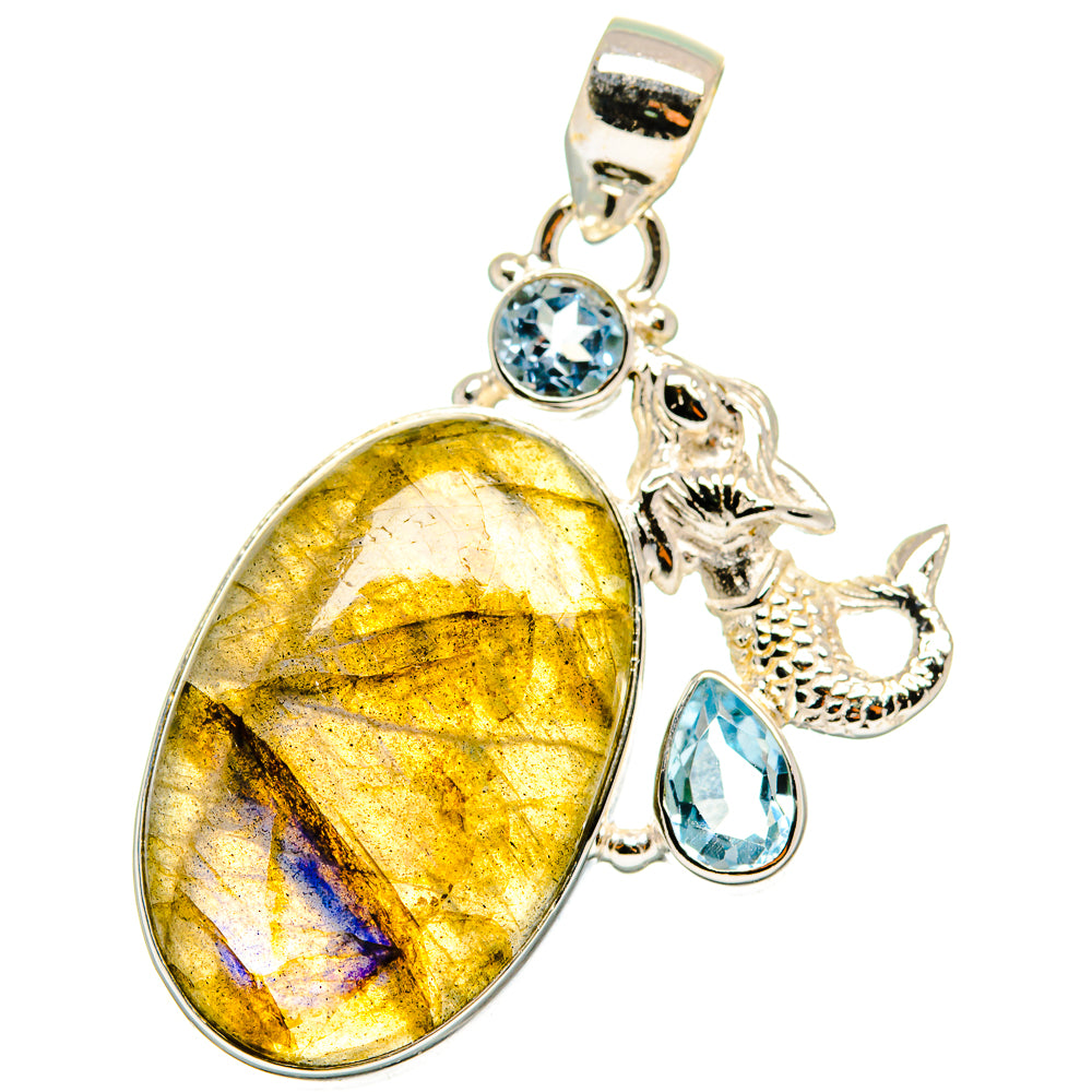 Labradorite, Blue Topaz Pendants handcrafted by Ana Silver Co - PD13984