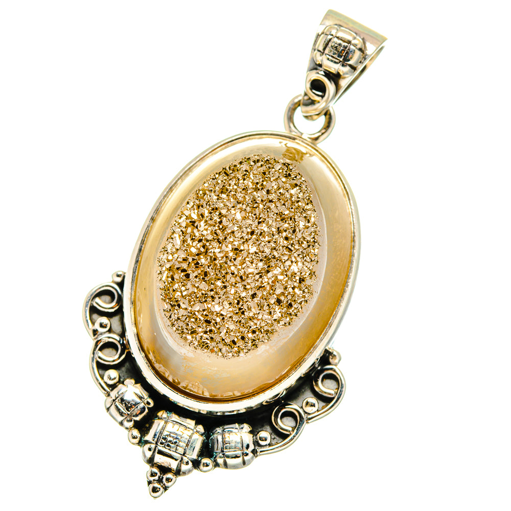 Pyrite Druzy Pendants handcrafted by Ana Silver Co - PD14030