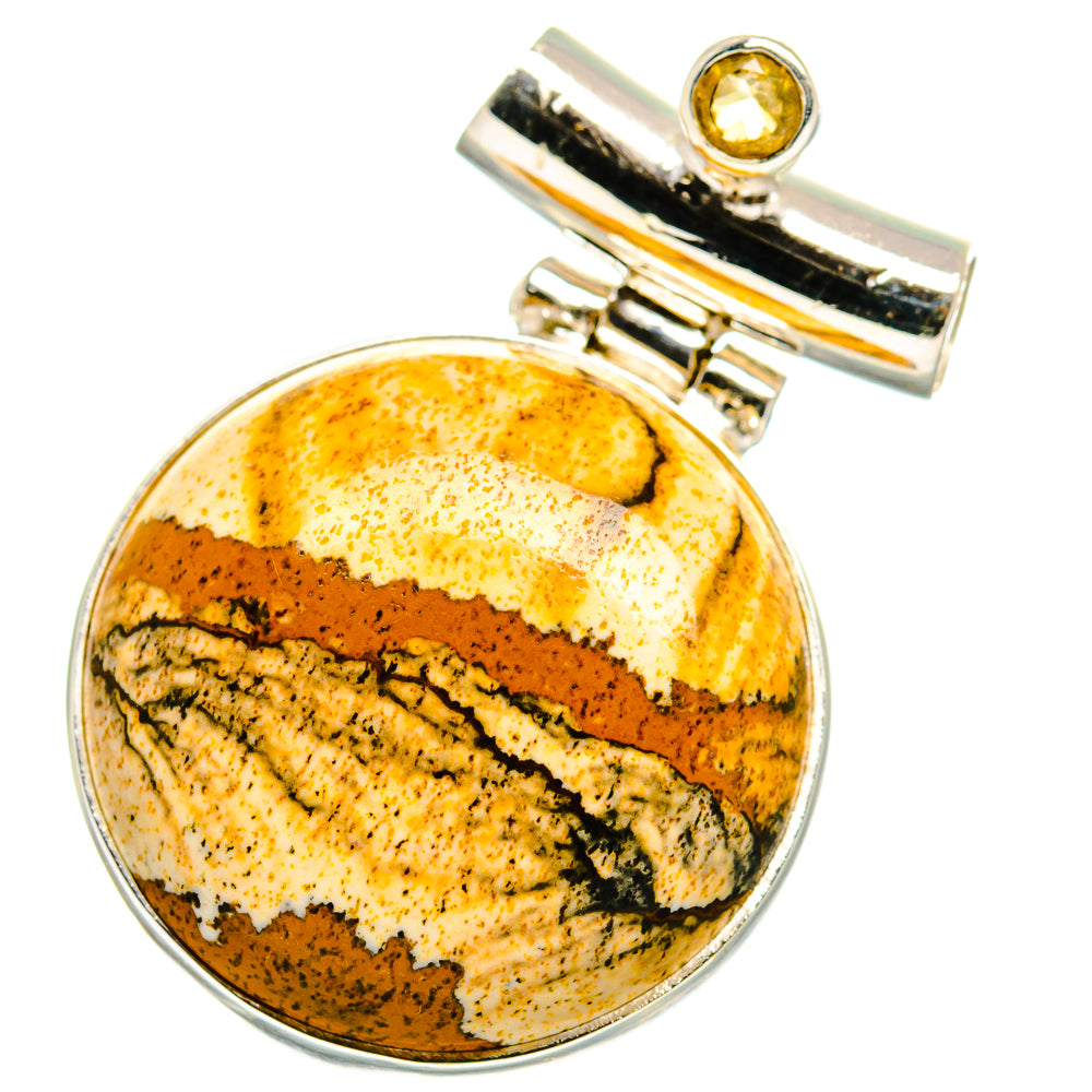 Picture Jasper, Citrine Pendants handcrafted by Ana Silver Co - PD14038