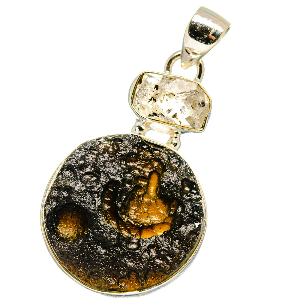 Tektite, Herkimer Diamond Pendants handcrafted by Ana Silver Co - PD14040
