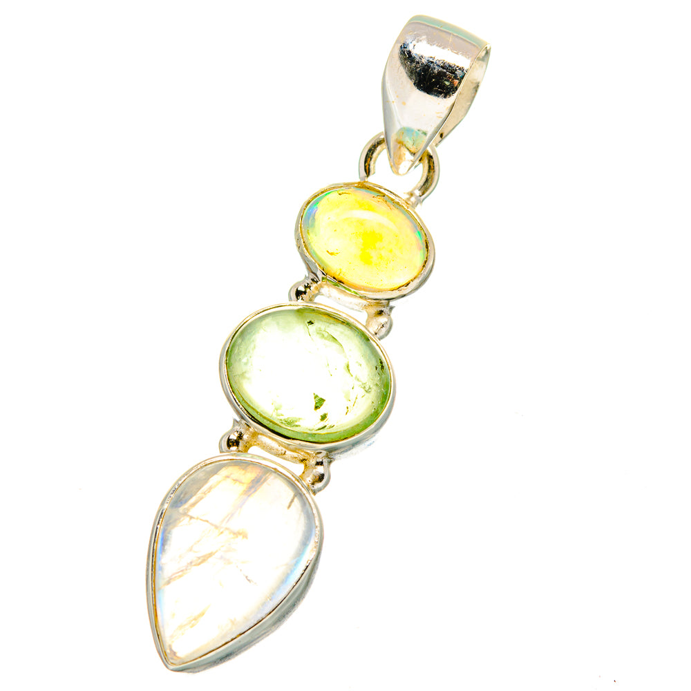 Rainbow Moonstone, Peridot, Ethiopian Opal Pendants handcrafted by Ana Silver Co - PD14059