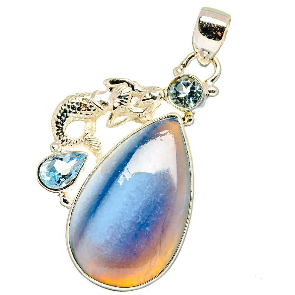 Owyhee Opal, Blue Topaz Pendants handcrafted by Ana Silver Co - PD14099