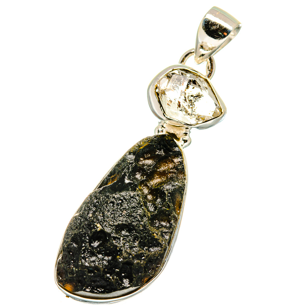 Tektite, Herkimer Diamond Pendants handcrafted by Ana Silver Co - PD14156
