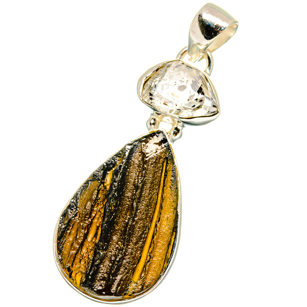 Tektite, Herkimer Diamond Pendants handcrafted by Ana Silver Co - PD14228
