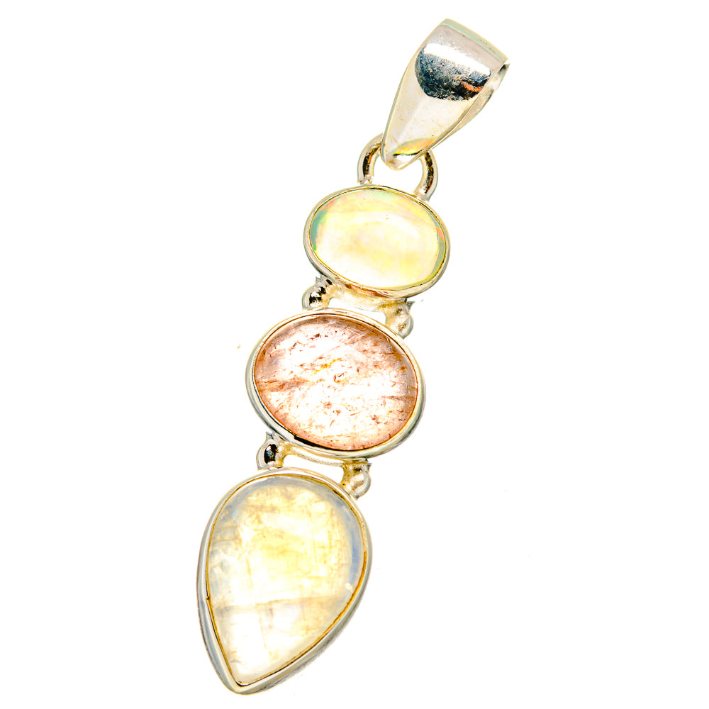 Rainbow Moonstone Pendants handcrafted by Ana Silver Co - PD14465