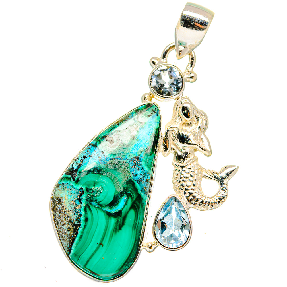 Malachite In Chrysocolla Pendants handcrafted by Ana Silver Co - PD15288