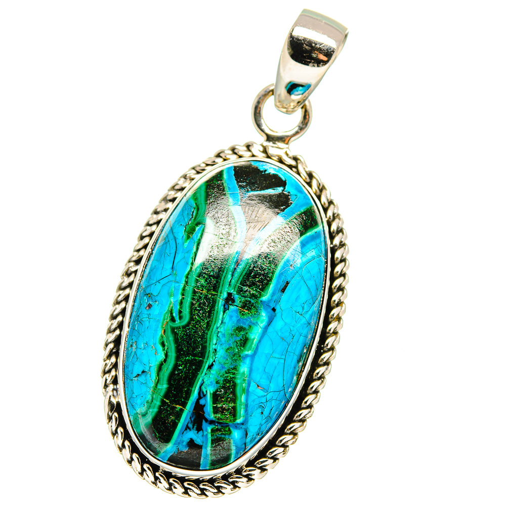 Malachite In Chrysocolla Pendants handcrafted by Ana Silver Co - PD15535